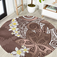 Mocha Mousse Polynesian Tribal Frangipani Tropical Vibe Round Carpet LT14 Mocha Mousse - Polynesian Pride