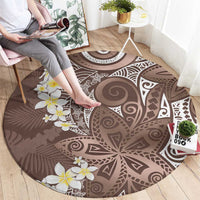 Mocha Mousse Polynesian Tribal Frangipani Tropical Vibe Round Carpet LT14 - Polynesian Pride
