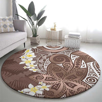 Mocha Mousse Polynesian Tribal Frangipani Tropical Vibe Round Carpet LT14 - Polynesian Pride