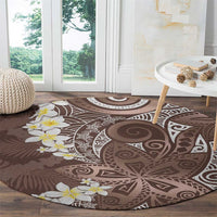 Mocha Mousse Polynesian Tribal Frangipani Tropical Vibe Round Carpet LT14 - Polynesian Pride