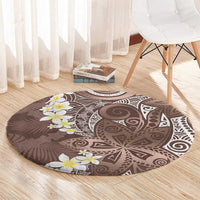 Mocha Mousse Polynesian Tribal Frangipani Tropical Vibe Round Carpet LT14 - Polynesian Pride
