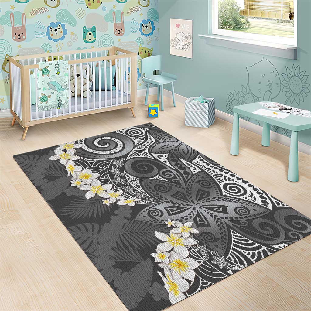 Gray Polynesian Tribal Frangipani Tropical Vibe Area Rug LT14 - Polynesian Pride