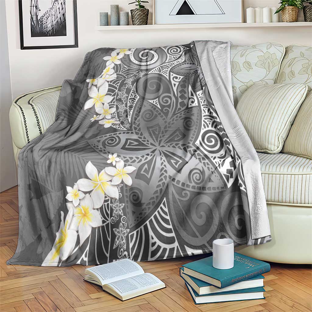 Gray Polynesian Tribal Frangipani Tropical Vibe Blanket LT14 Gray - Polynesian Pride