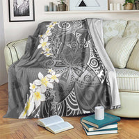 Gray Polynesian Tribal Frangipani Tropical Vibe Blanket LT14 Gray - Polynesian Pride