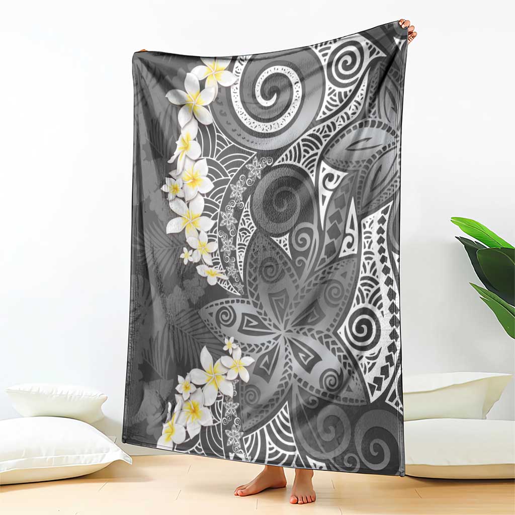Gray Polynesian Tribal Frangipani Tropical Vibe Blanket LT14 - Polynesian Pride