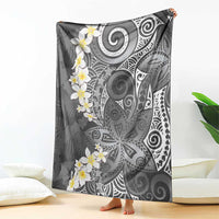 Gray Polynesian Tribal Frangipani Tropical Vibe Blanket LT14 - Polynesian Pride