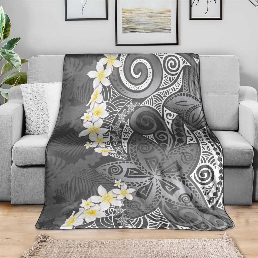 Gray Polynesian Tribal Frangipani Tropical Vibe Blanket LT14 - Polynesian Pride