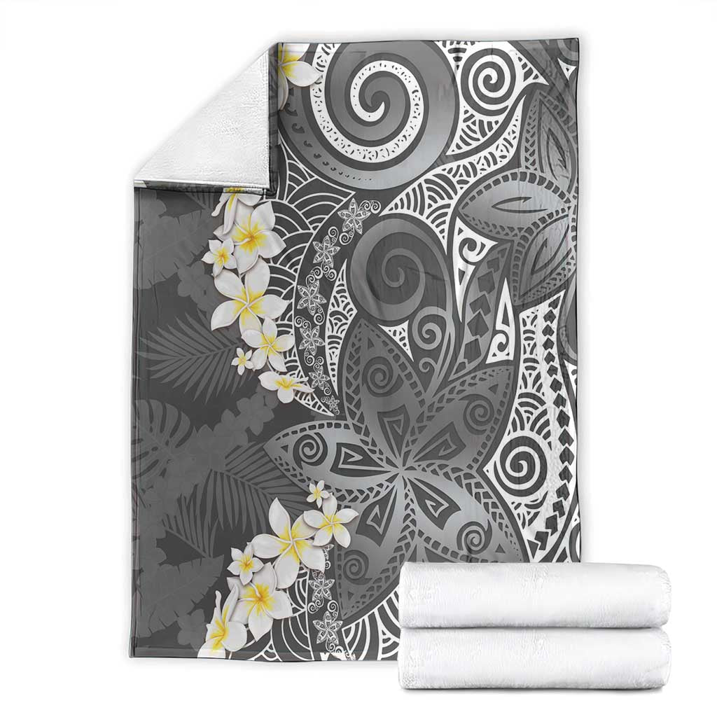 Gray Polynesian Tribal Frangipani Tropical Vibe Blanket LT14 - Polynesian Pride