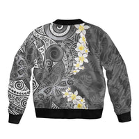 Gray Polynesian Tribal Frangipani Tropical Vibe Bomber Jacket LT14 - Polynesian Pride