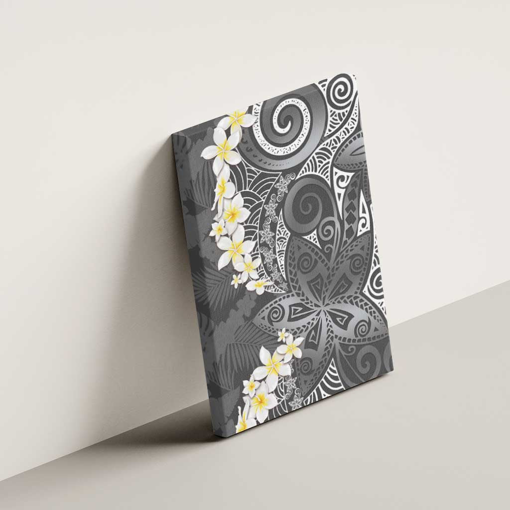 Gray Polynesian Tribal Frangipani Tropical Vibe Canvas Wall Art LT14 - Polynesian Pride