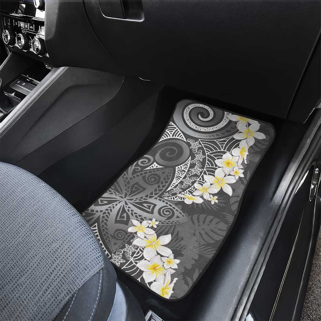 Gray Polynesian Tribal Frangipani Tropical Vibe Car Mats LT14 - Polynesian Pride