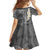 Gray Polynesian Tribal Frangipani Tropical Vibe Family Matching Mermaid Dress and Hawaiian Shirt