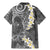 Gray Polynesian Tribal Frangipani Tropical Vibe Family Matching Mermaid Dress and Hawaiian Shirt