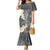 Gray Polynesian Tribal Frangipani Tropical Vibe Family Matching Mermaid Dress and Hawaiian Shirt