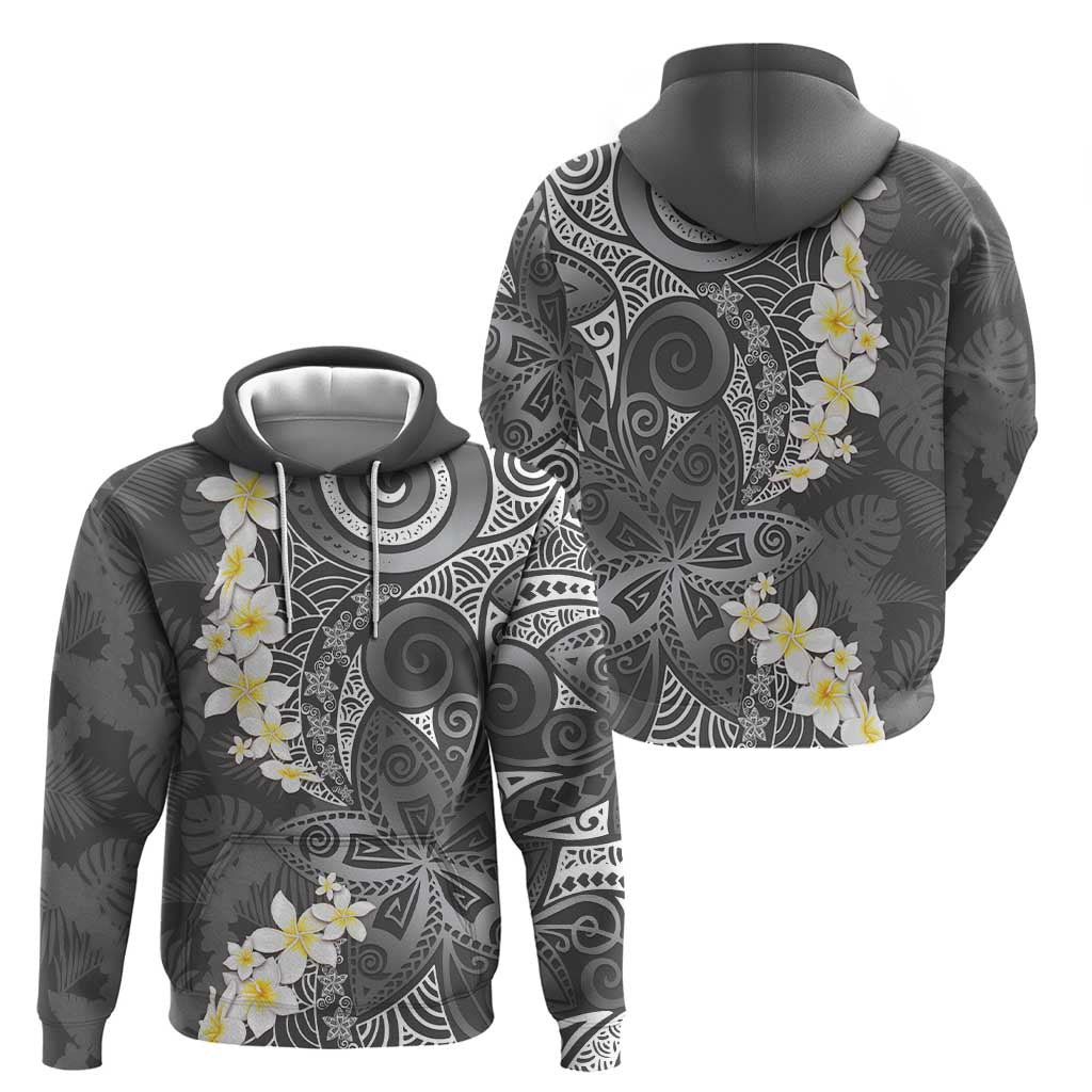 Gray Polynesian Tribal Frangipani Tropical Vibe Hoodie LT14 - Polynesian Pride