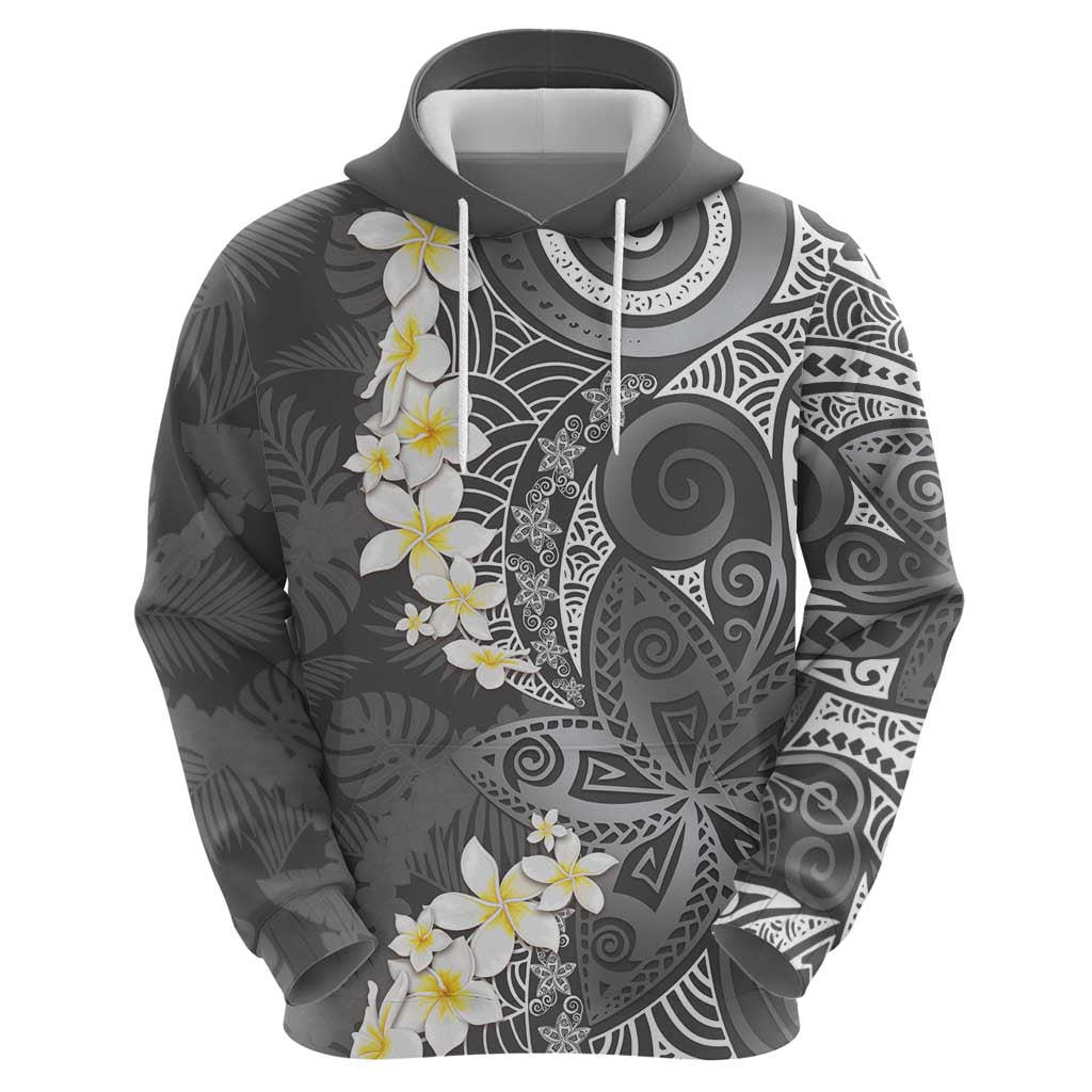 Gray Polynesian Tribal Frangipani Tropical Vibe Hoodie LT14 - Polynesian Pride