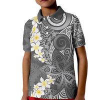 Gray Polynesian Tribal Frangipani Tropical Vibe Kid Polo Shirt LT14 Kid Gray - Polynesian Pride