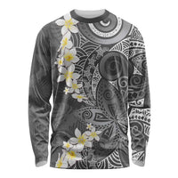 Gray Polynesian Tribal Frangipani Tropical Vibe Long Sleeve Shirt LT14 Unisex Gray - Polynesian Pride