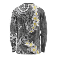 Gray Polynesian Tribal Frangipani Tropical Vibe Long Sleeve Shirt LT14 - Polynesian Pride