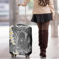 Gray Polynesian Tribal Frangipani Tropical Vibe Luggage Cover LT14 - Polynesian Pride