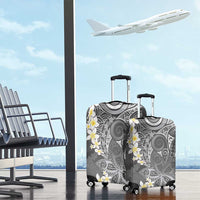 Gray Polynesian Tribal Frangipani Tropical Vibe Luggage Cover LT14 - Polynesian Pride