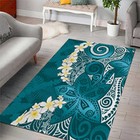 Cyan Polynesian Tribal Frangipani Tropical Vibe Area Rug LT14 - Polynesian Pride