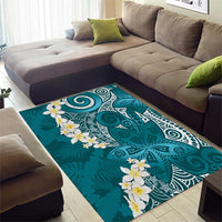 Cyan Polynesian Tribal Frangipani Tropical Vibe Area Rug LT14 - Polynesian Pride