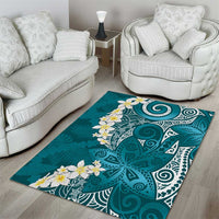 Cyan Polynesian Tribal Frangipani Tropical Vibe Area Rug LT14 - Polynesian Pride