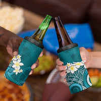 Cyan Polynesian Tribal Frangipani Tropical Vibe 4 in 1 Can Cooler Tumbler LT14 - Polynesian Pride