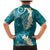 Cyan Polynesian Tribal Frangipani Tropical Vibe Family Matching Mermaid Dress and Hawaiian Shirt