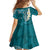 Cyan Polynesian Tribal Frangipani Tropical Vibe Family Matching Mermaid Dress and Hawaiian Shirt