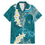 Cyan Polynesian Tribal Frangipani Tropical Vibe Family Matching Mermaid Dress and Hawaiian Shirt