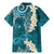 Cyan Polynesian Tribal Frangipani Tropical Vibe Family Matching Mermaid Dress and Hawaiian Shirt