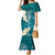 Cyan Polynesian Tribal Frangipani Tropical Vibe Family Matching Mermaid Dress and Hawaiian Shirt