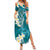 Cyan Polynesian Tribal Frangipani Tropical Vibe Family Matching Summer Maxi Dress and Hawaiian Shirt