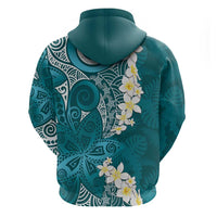 Cyan Polynesian Tribal Frangipani Tropical Vibe Hoodie LT14 - Polynesian Pride