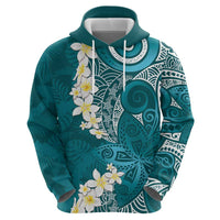 Cyan Polynesian Tribal Frangipani Tropical Vibe Hoodie LT14 - Polynesian Pride