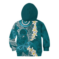 Cyan Polynesian Tribal Frangipani Tropical Vibe Kid Hoodie LT14 - Polynesian Pride