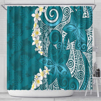 Cyan Polynesian Tribal Frangipani Tropical Vibe Shower Curtain LT14 - Polynesian Pride