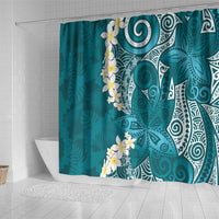 Cyan Polynesian Tribal Frangipani Tropical Vibe Shower Curtain LT14 - Polynesian Pride