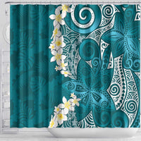 Cyan Polynesian Tribal Frangipani Tropical Vibe Shower Curtain LT14 - Polynesian Pride