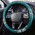 Cyan Polynesian Tribal Frangipani Tropical Vibe Steering Wheel Cover