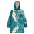 Cyan Polynesian Tribal Frangipani Tropical Vibe Wearable Blanket Hoodie