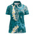 Cyan Polynesian Tribal Frangipani Tropical Vibe Women Polo Shirt