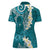 Cyan Polynesian Tribal Frangipani Tropical Vibe Women Polo Shirt