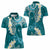 Cyan Polynesian Tribal Frangipani Tropical Vibe Women Polo Shirt