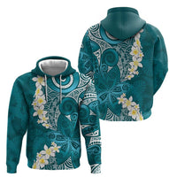 Cyan Polynesian Tribal Frangipani Tropical Vibe Zip Hoodie LT14 - Polynesian Pride