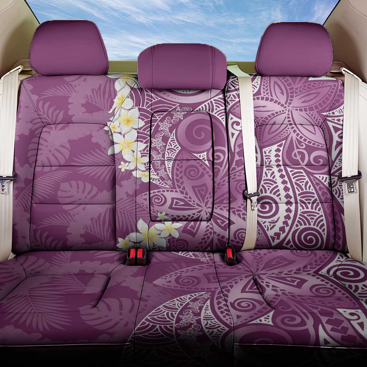 Pink Polynesian Tribal Frangipani Tropical Vibe Back Car Seat Cover LT14 One Size Pink - Polynesian Pride
