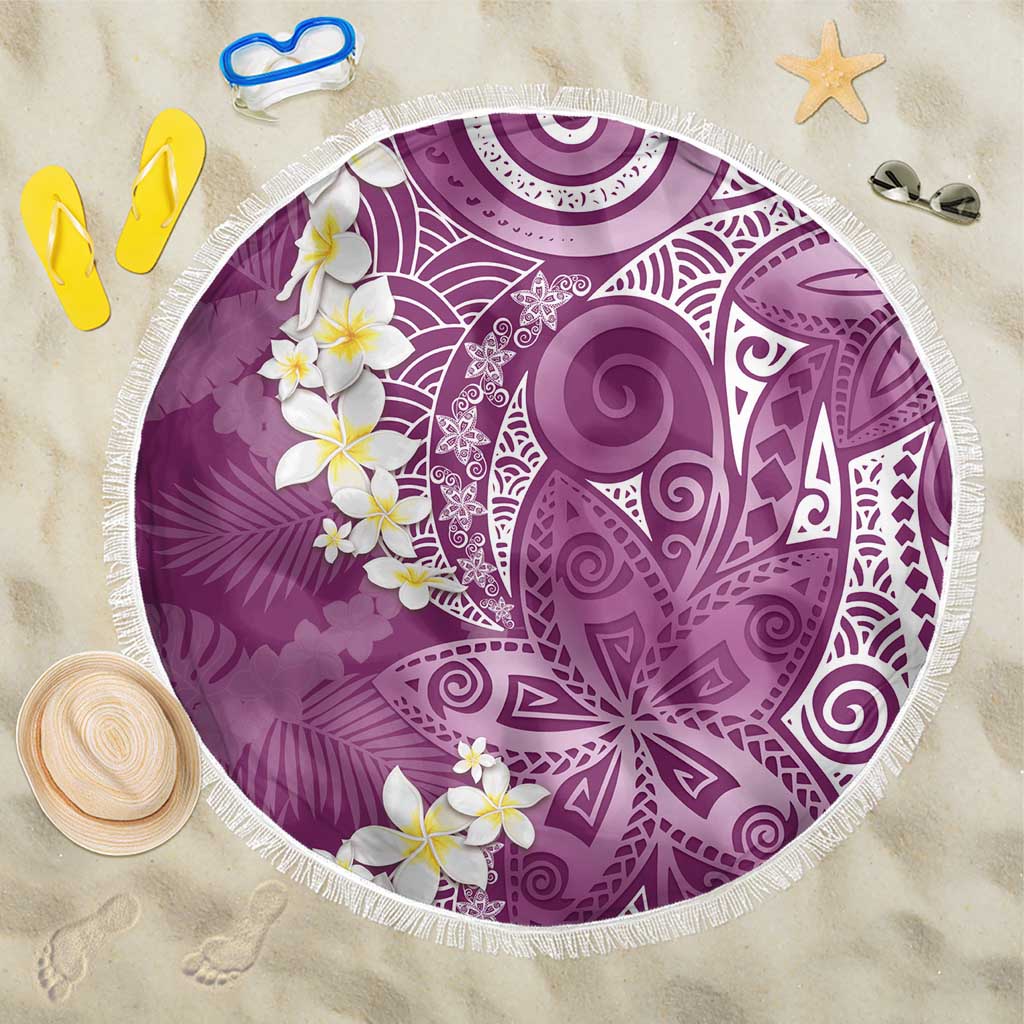 Pink Polynesian Tribal Frangipani Tropical Vibe Beach Blanket LT14 One Size 150cm Pink - Polynesian Pride