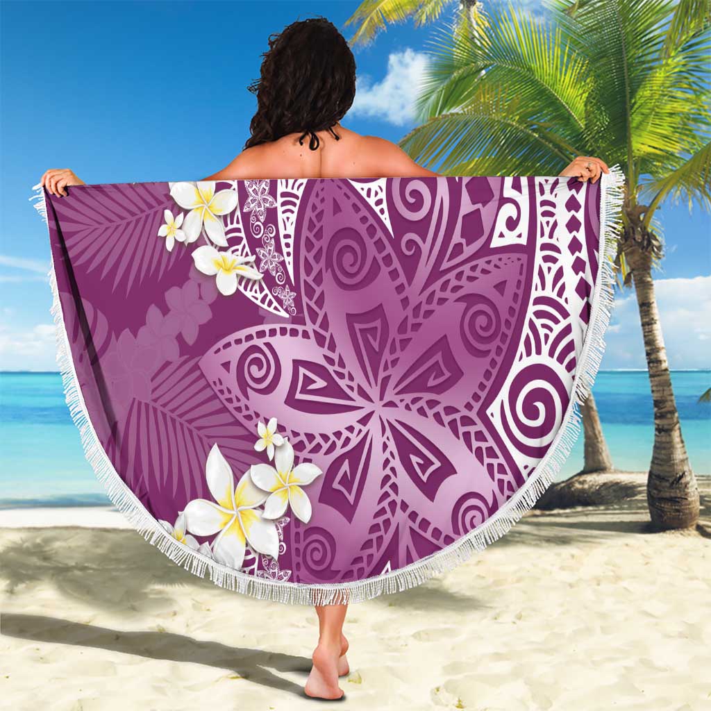 Pink Polynesian Tribal Frangipani Tropical Vibe Beach Blanket LT14 - Polynesian Pride